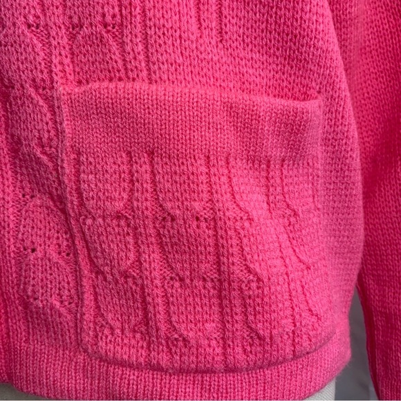 Vintage Hot Pink Knit Cardigan - Picture 7 of 8